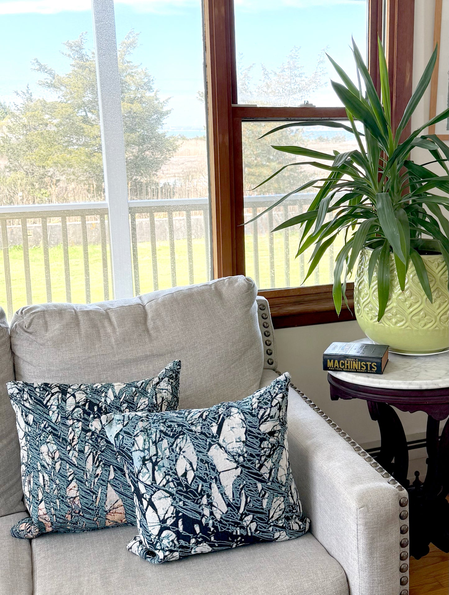 SALT WAVES COLLECTION: Nature-Inspired Woven Pillow - Artistic Forest Design for Cozy Decor